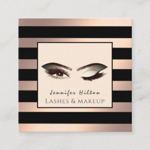 Cartão De Visita Quadrado Olhos de maquilhagem de rosa de luxo elegantes