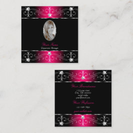 Cartão De Visita Quadrado Olhos Pegando Ornamentados Pretos Cor-de-Rosa Adic