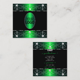 Cartão De Visita Quadrado Olhos pegando Ornamentados verdes pretos Adicionar