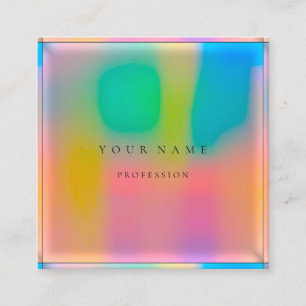 Cartão De Visita Quadrado Ombre moldou o rosa holográfico simplesmente