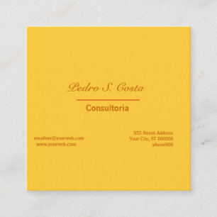 Cartão De Visita Quadrado On A Bold Side. Plain Cautionary  Yellow Vibrant