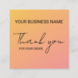 Cartão De Visita Quadrado Orange Pink Thank You 