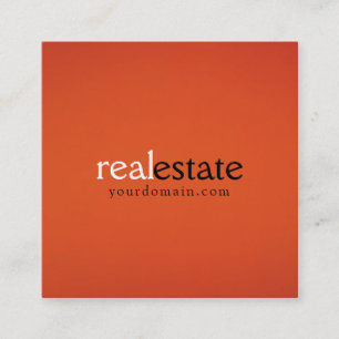Cartão De Visita Quadrado Orange Real Estate Agent Minimalista Modern Plain