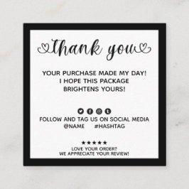 Cartão De Visita Quadrado Ordem Moderna Fez Meu Dia Obrigado