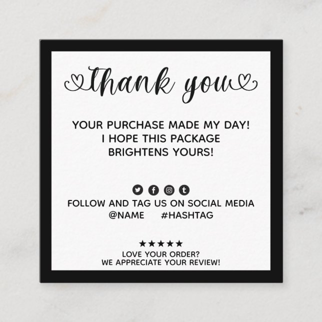 Cartão De Visita Quadrado Ordem Moderna Fez Meu Dia Obrigado (Frente)