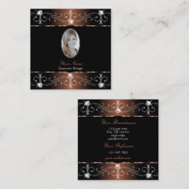 Cartão De Visita Quadrado Ornamentos de Ornamentado Castanho-Negro Luxurioso