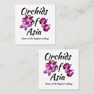 Cartão De Visita Quadrado Orquídeas da Ásia
