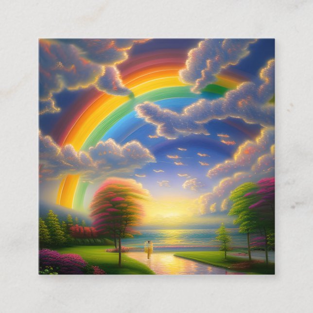Cartão De Visita Quadrado Os arco-íris estão entre os mais belos e admirávei (Frente)