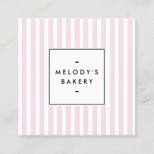 Cartão De Visita Quadrado Os doces cor-de-rosa retros listram a padaria