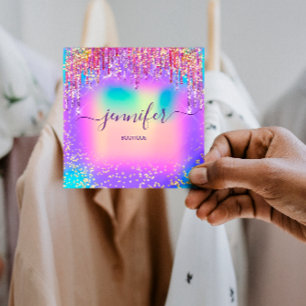 Cartão De Visita Quadrado Ouro Boutique Compra visão holográfica gotas