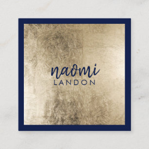 Cartão De Visita Quadrado Ouro chico elegante e minimalista moderno azul mar