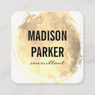 Cartão De Visita Quadrado Ouro contemporâneo da aguarela escovado