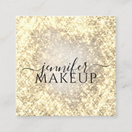 Cartão De Visita Quadrado Ouro da Beleza Profissional Makeup Beauty Glitter