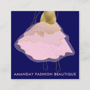Cartão De Visita Quadrado Ouro de moda Logotipo de vestir QR Stylist Online 