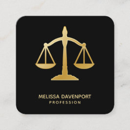 Cartão De Visita Quadrado Ouro do Tema da Lei de Justiça