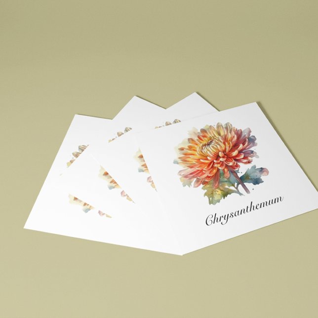 Cartão De Visita Quadrado Ouro Harvest Chrysanthemum, personalizado (Criador carregado)
