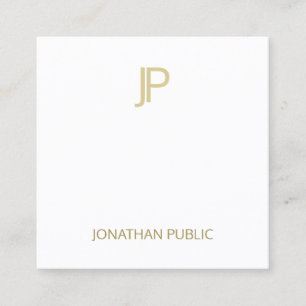 Cartão De Visita Quadrado Ouro legal moderno à moda do modelo Monogrammed