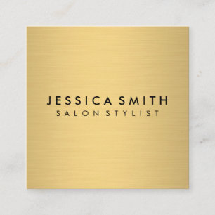 Cartão De Visita Quadrado Ouro metálico do falso minimalista