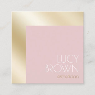 Cartão De Visita Quadrado Ouro moderno elegante e esteticista rosa