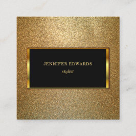 Cartão De Visita Quadrado Ouro moderno & profissional chique à moda preto