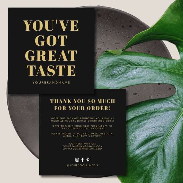 Cartão De Visita Quadrado Ouro negro, você tem excelente, sabe obrigado (Criador carregado)