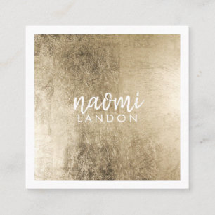 Cartão De Visita Quadrado Ouro quico elegante branco minimalista quadrado mo