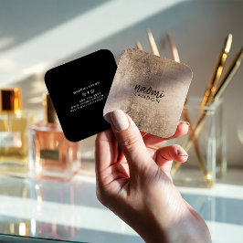 Cartão De Visita Quadrado Ouro quico elegante preto minimalista quadrado mod