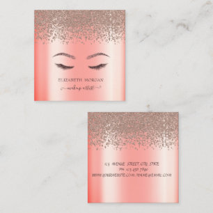 Cartão De Visita Quadrado Ouros Elegantes - Lashes Faux Glitter