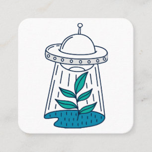 Cartão De Visita Quadrado OVNI de aliens