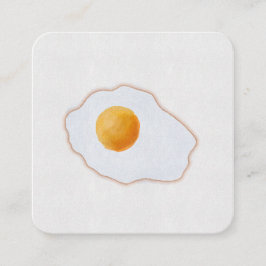 Cartão De Visita Quadrado Ovo Frito Estilo Aquarela Minimalista Arte Prin