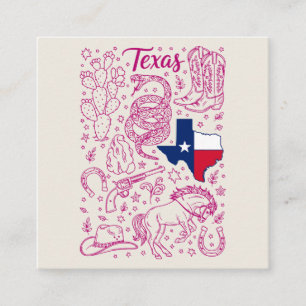 Cartão De Visita Quadrado Pacote Texas Cowboy Vibes Ocidentais
