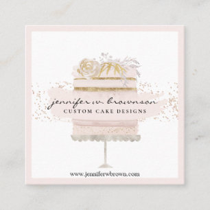 Cartão De Visita Quadrado Padaria de Bolo de Casamento de Pastelaria