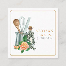 Cartão De Visita Quadrado padaria de panificação de utensílios