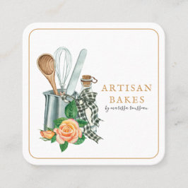 Cartão De Visita Quadrado padaria de panificação de utensílios
