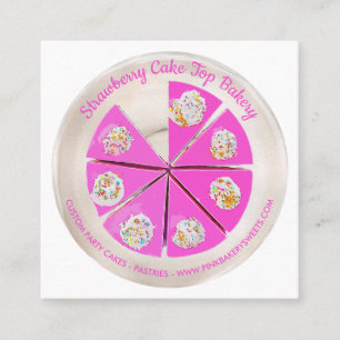 Cartão De Visita Quadrado Padaria Pastelaria Chef Berry Cheesecake