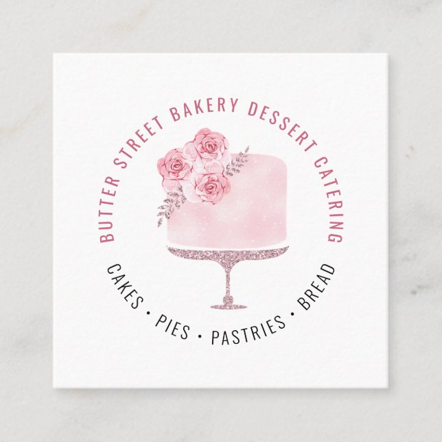 Cartão De Visita Quadrado padaria pastelaria cozinharia cozinheira Aquarela  (Frente)