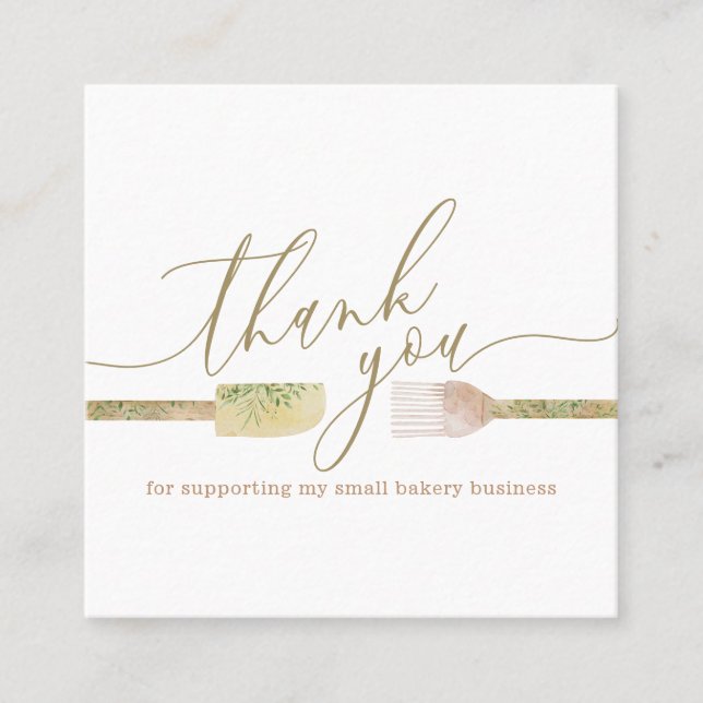 Cartão De Visita Quadrado Padaria pastelaria, padaria, obrigado de cozinha (Frente)