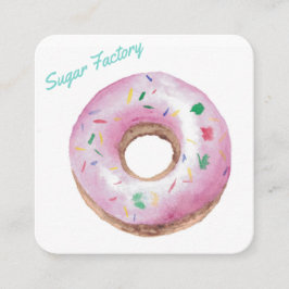 Cartão De Visita Quadrado Padaria Personalizada Logotipo de Donut Personaliz