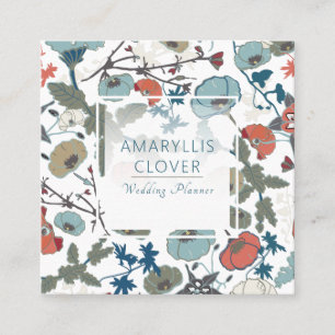 Cartão De Visita Quadrado Padrão Azul Cor-de-rosa azul verde colorido