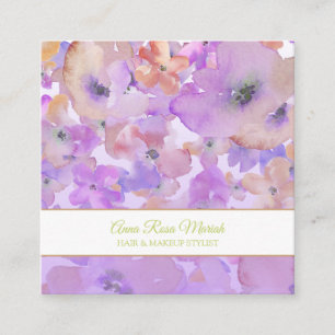 Cartão De Visita Quadrado *~* Padrão Chic Floral Popular Spa Beleza Girly
