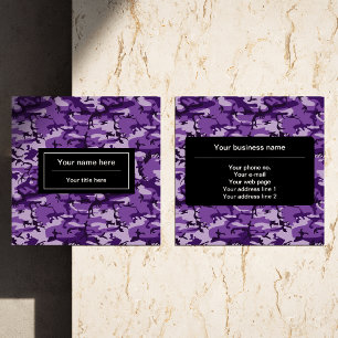 Cartão De Visita Quadrado Padrão de Camuflagem Roxo, Militar, Exército