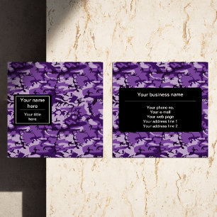 Cartão De Visita Quadrado Padrão de Camuflagem Roxo, Militar, Exército