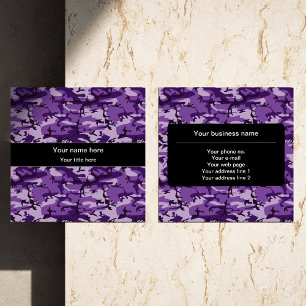 Cartão De Visita Quadrado Padrão de Camuflagem Roxo, Militar, Exército