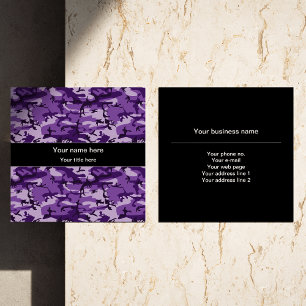 Cartão De Visita Quadrado Padrão de Camuflagem Roxo, Militar, Exército