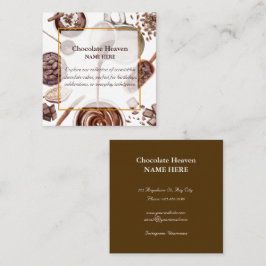Cartão De Visita Quadrado Padrão de Chocolate de Aquarela