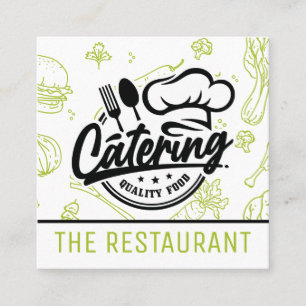 Cartão De Visita Quadrado Padrão de comida   Logotipo de catering
