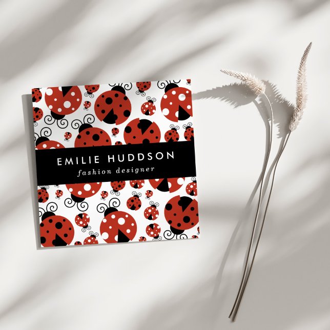 Cartão De Visita Quadrado Padrão De Damybugs, Damybugs Grafos, Damybugs Verm (Criador carregado)