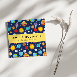 Cartão De Visita Quadrado Padrão de Espaço, Kids Play Center, Centro de Ativ