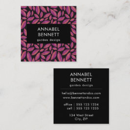 Cartão De Visita Quadrado Padrão de Jardim Petal Folha-Roxo Negrito