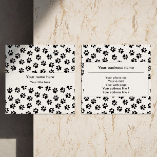 Cartão De Visita Quadrado Padrão De Patinhas, Patinhas De Cachorro, Patinhas